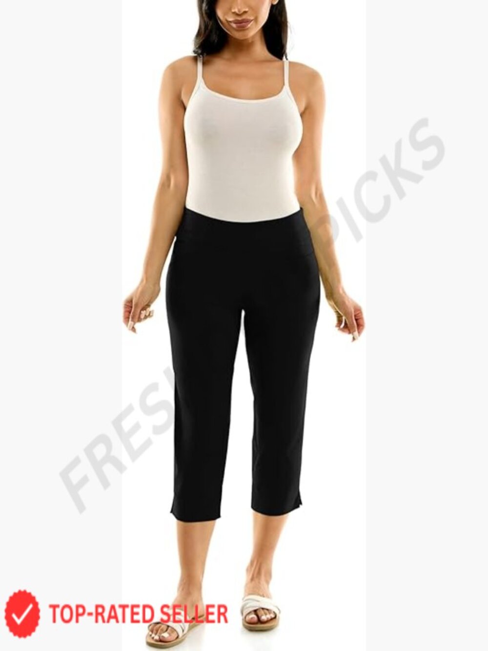 Pull-on Slim Leg Crop Pant – Mid Rise Straight Fit Business Casual Chino